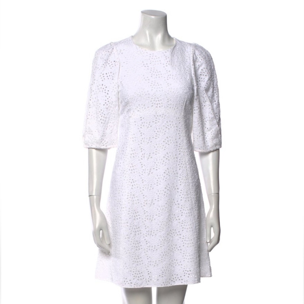 Chloe Eyelet / Broderie Anglaise White Mini Dress | Size FR 40